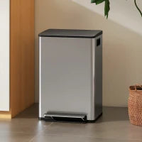 Pattumiera da 50 L a pedale, con secchio estraibile e chiusura soft, 41,7x36,6x62 cm, Argento