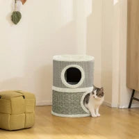 Tiragraffi per gatti in sisal naturale, rivestito di peluche 35,5x35,5x49 cm Beige