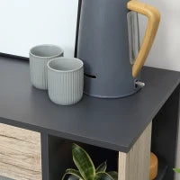 Carrello da Cucina Multiuso con Cassetto, Armadietto e Scaffale, 80x39x86.5cm, Legno e Nero