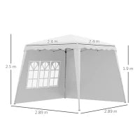 Gazebo da Giardino Pieghevole ad Altezza Regolabile in Acciaio e Tessuto Oxford, 2.4x2.4x2.5m
