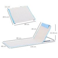 Set 2 Lettini Prendisole Pieghevoli con Schienale Regolabile e Borsa, 48x134x36-45 cm, Beige