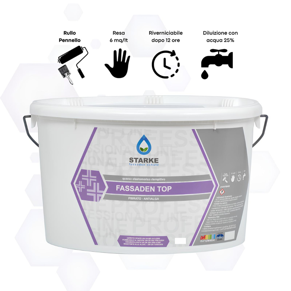 Pittura fassaden top quarzo elastomerico fibrato anticavillature idrorepellente *** formato 5 lt, confezione 1