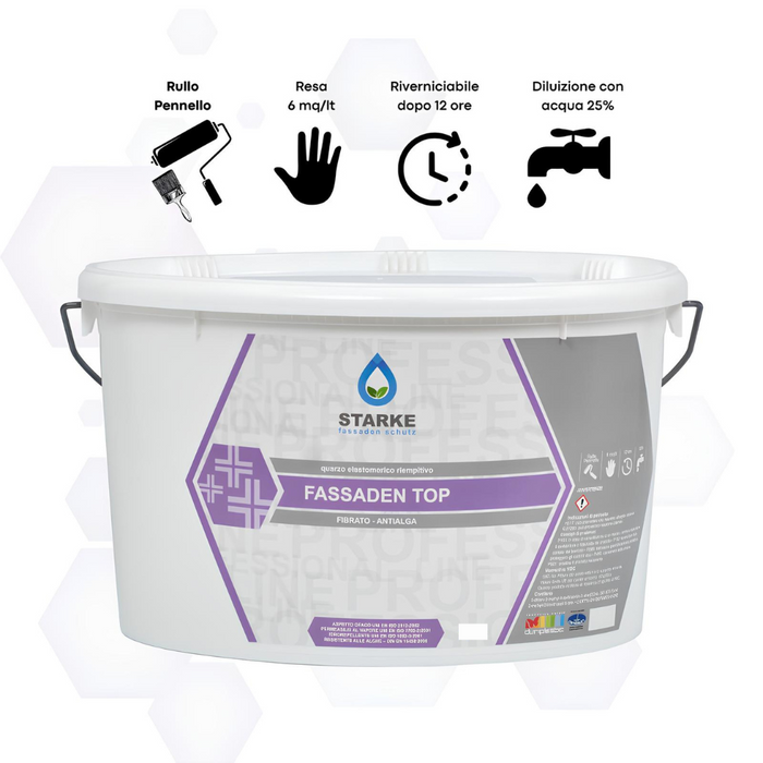 Pittura fassaden top quarzo elastomerico fibrato anticavillature idrorepellente *** formato 5 lt, confezione 1