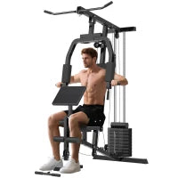 Stazione Fitness Multifunzione per Allenamento a Casa e Professionale in Acciaio, 148x108x207 cm, Nero
