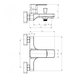 Miscelatore esterno vasca francia con deviatore rubinetto monocomando cromato ogomondo *** confezione 1