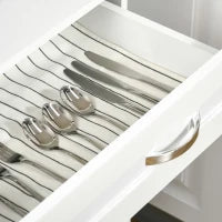 Mobile Cucina Moderno con 2 Armadietti, Ante in Vetro e Mensole Regolabili, 80x48x170 cm, Bianco