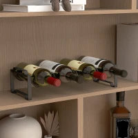 Portabottiglie a 4 Livelli a Onda Impilabili per 16 Bottiglie, in Metallo, 42.5x16.5x41 cm, Nero