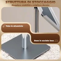 Cavalletto Espositore Poster A3 con Altezza e Inclinazione Regolabili, Acciaio e Alluminio, Argento