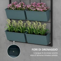 Orto Verticale a 3 Livelli con 6 Vasi in Acciaio e Plastica, 52x14x66cm, Verde Scuro