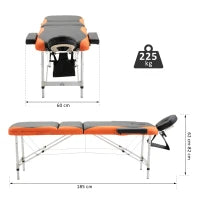 Lettino Massaggi Pieghevole, Portatile e Regolabile 185x60cm Nero e Arancione