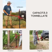 Cric Auto da 3 Tonnellate in Acciaio Rinforzato con Sollevamento 10-105cm, Rosso