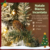 Ghirlanda Natalizia da 60 cm con Rami Innevati, 35 Luci LED con Timer e Pigne Decorative