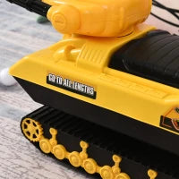 Macchina Cavalcabile per Bambini con Cannone Spara Palline e Vano Contenitore, Carro Armato per Bambini 3+Anni, 68x24x41.5cm, Giallo