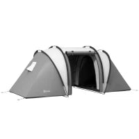 Tenda da Campeggio per Famiglie da 4-5 Persone con 2 Camere 3 Finestra, Sacco da Trasporto, Impermeabile, 450L x 220l x 180Hcm, Grigio