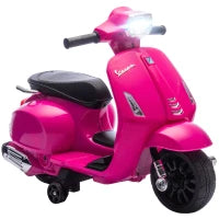 Moto Elettrica per Bambini da 2 a 6 Anni con Batteria 6V, Faro, Clacson e Ruote Ausiliarie Rosa