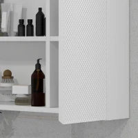 Armadietto con Specchio e Ripiani Regolabili su 3 Livelli, in Vetro e Legno, 65x15x49 cm, Bianco