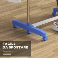 Stendino Verticale con 3 Ripiani Regolabili, in Acciaio e Plastica, 142x55x152 cm, Blu e Argento