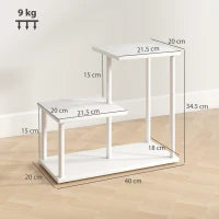 Libreria a 3 Livelli Effetto Legno con Struttura in Metallo per Scrivania Ufficio Cucina 40x20x34,5 cm Bianco