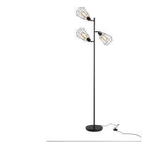 Lampada da Terra in Stile Industriale con 3 Paralumi Regolabili, Interruttore a Pedale, Acciaio Nero, Ф36 x 165cm