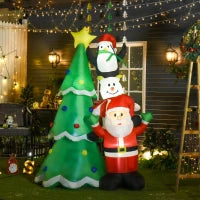 Albero di Natale Gonfiabile Gigante 243cm con Luci a Led e Babbo Natale, Decorazione Natalizia da Esterno Impermeabile