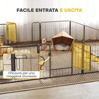 Recinto per Cani e Cuccioli con 12 Pannelli Modulabili e 2 Ingressi, 80x1.5x60cm