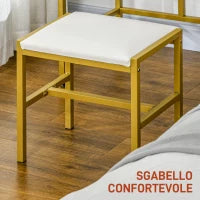 Toeletta Tavolo Trucco con Specchio Illuminato a LED e Sgabello, Cassetti e Ripiani, Bianco