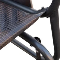 Panchina a Dondolo da Giardino 2 Posti in Rattan e Acciaio con Tasche Laterali, 122x75x88cm Marrone e Nero