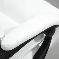 Poltrona da Ufficio in Finta Pelle Bianca, Altezza Regolabile con Schienale Reclinabile 155° e Poggiapiedi