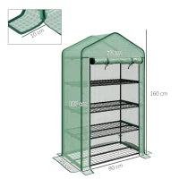 Serra da Giardino o Balcone con 4 Ripiani, Acciaio Zincato, Telone Rimovibile PE ad Alta Densità, 90L x 49l x 160H cm, Verde