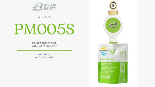 Acquabrevetti pompa dosatrice anticalcare MiniDue con attacco dima da 1/2" F - PM005S 