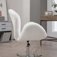 Poltrona Girevole con Altezza Regolabile, Rivestimento in Tessuto, per Soggiorno, Camera da Letto, Ufficio, Bianco