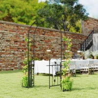 Arco da Giardino con Cancello, Traliccio per Piante Rampicanti in Metallo, 2.2x1 m, Nero