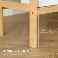 Mobile Multiuso a 4 Livelli Salvaspazio in Bambù per Bagno, Salotto e Cucina, 62x33x112cm, Colore Naturale
