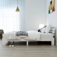 Letto Singolo dal Design Semplice, Senza Materasso, 140x200 cm, Bianco