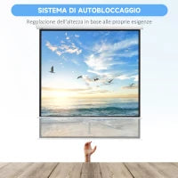 Telo per Proiettore 99" Rapporto 1:1, Fissaggio a Muro e Soffitto per Casa e Ufficio, Bianco