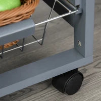 Carrello da Cucina in Grigio Scuro con 1 Cassetto e 4 Cestelli Metallici