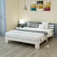 Letto Singolo dal Design Semplice, Senza Materasso, 140x200 cm, Bianco