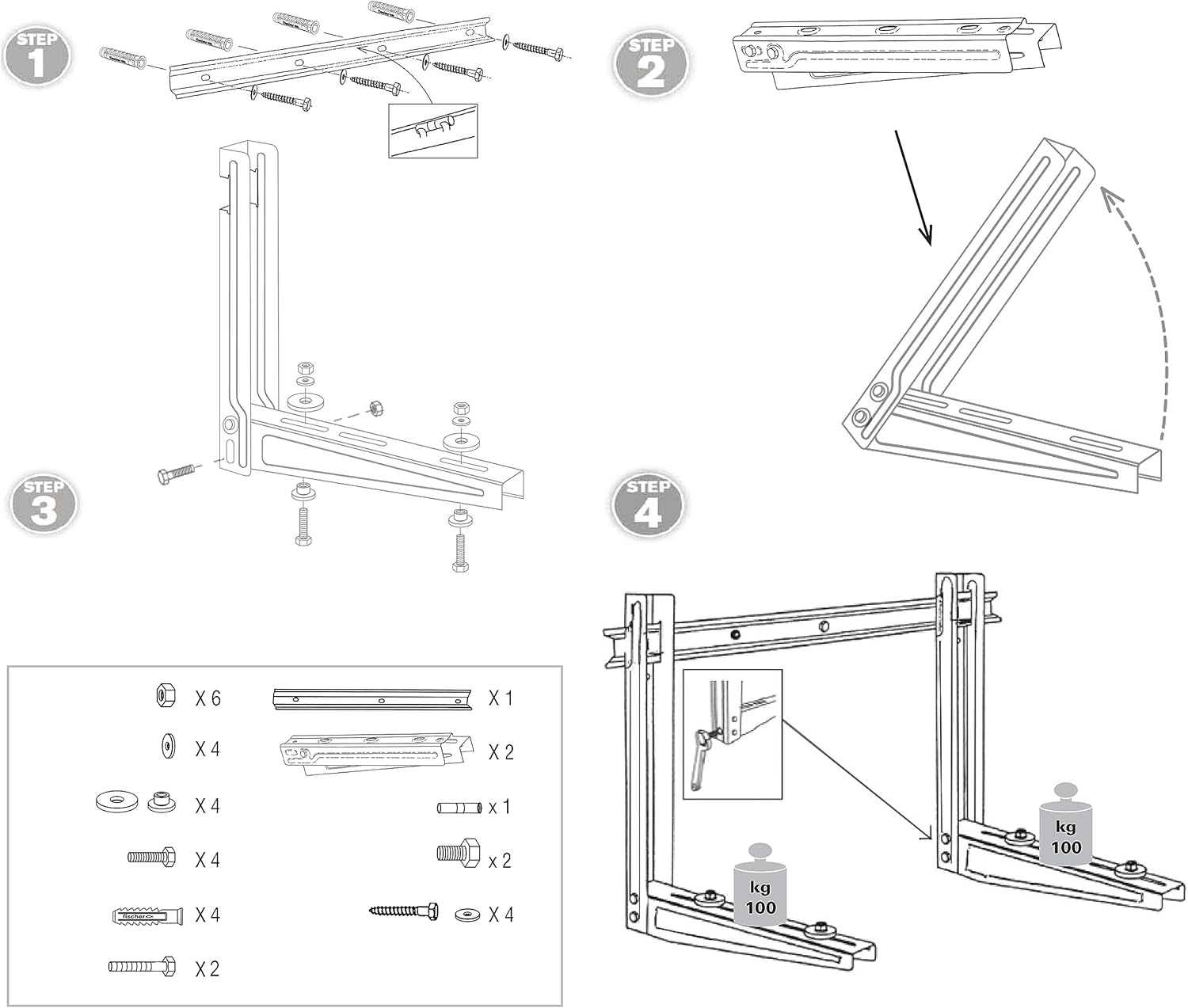 Staffe acciaio zincato climatizzatore unità esterna klima strong 40x56x80 fischer