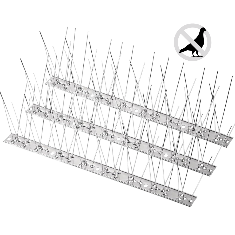 Dissuasore volatili punte acciaio inox per esterni 3 pezzi da 33 cm