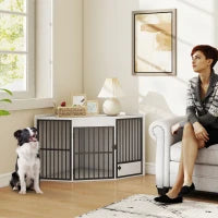 Gabbia per Cani per Cani di Piccola e Media Taglia, in MDF e Acciaio, Bianco