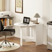 Tavolo Pieghevole per 6 Persone con 2 Ribalte Ovale in Legno, 163x80x75 cm, Bianco