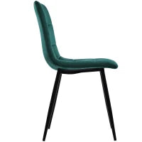 Set di 4 Sedie in Velluto con Design Ergonomico e Imbottito, Gambe in Metallo, per Sala da Pranzo, 44x46x86 cm, Verde