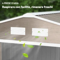 Capanno per Attrezzi in Acciaio con 4 Prese d'Aria e 2 Porte Scorrevoli, 277x195x192 cm, Marrone Chiaro