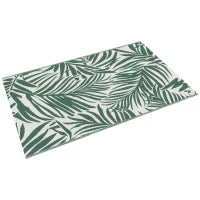 Tappeto Esterno per Balcone e Terrazza Reversibile con Fantasia a Foglie, 152x243 cm, Verde e Bianco