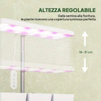 Lampade per Pianta da 30 Luci LED con 3 Vasi, Timer e Illuminazione Regolabile, 31.8x13.4x18.6-35.6 cm, Bianco
