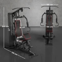 Stazione Fitness con Pesi da 45kg in Acciaio per Allenamento a Casa, 170x104x205cm, Nero