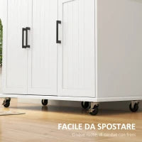 Isola per Cucina con Cassetto, Armadietto e 2 Ripiani Aperti, in MDF e Acciaio Inox, 128x45.5x91.5 cm
