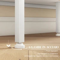 Mobile Buffet con 4 Ripiani Aperti e Armadietto, in Truciolato e Acciaio, 120x37x81.5 cm, Bianco