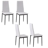 Set 4 Sedie Imbottite per Soggiorno o Sala da Pranzo, Sedie da Cucina Moderne, in Metallo e Tessuto Bianco