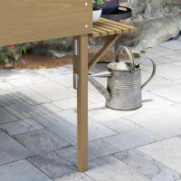 Fioriera rettangolare rialzata con 12 scomparti, ripiani laterali ribaltabili e telo in tessuto non tessuto, Marrone